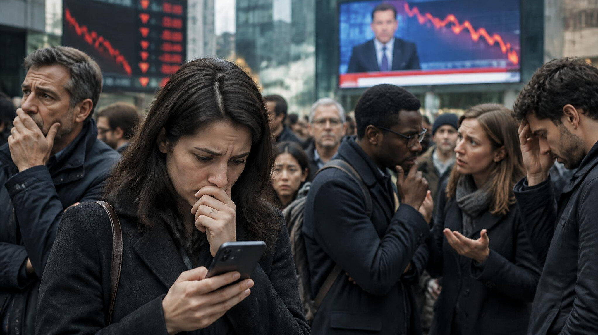 worried people in public