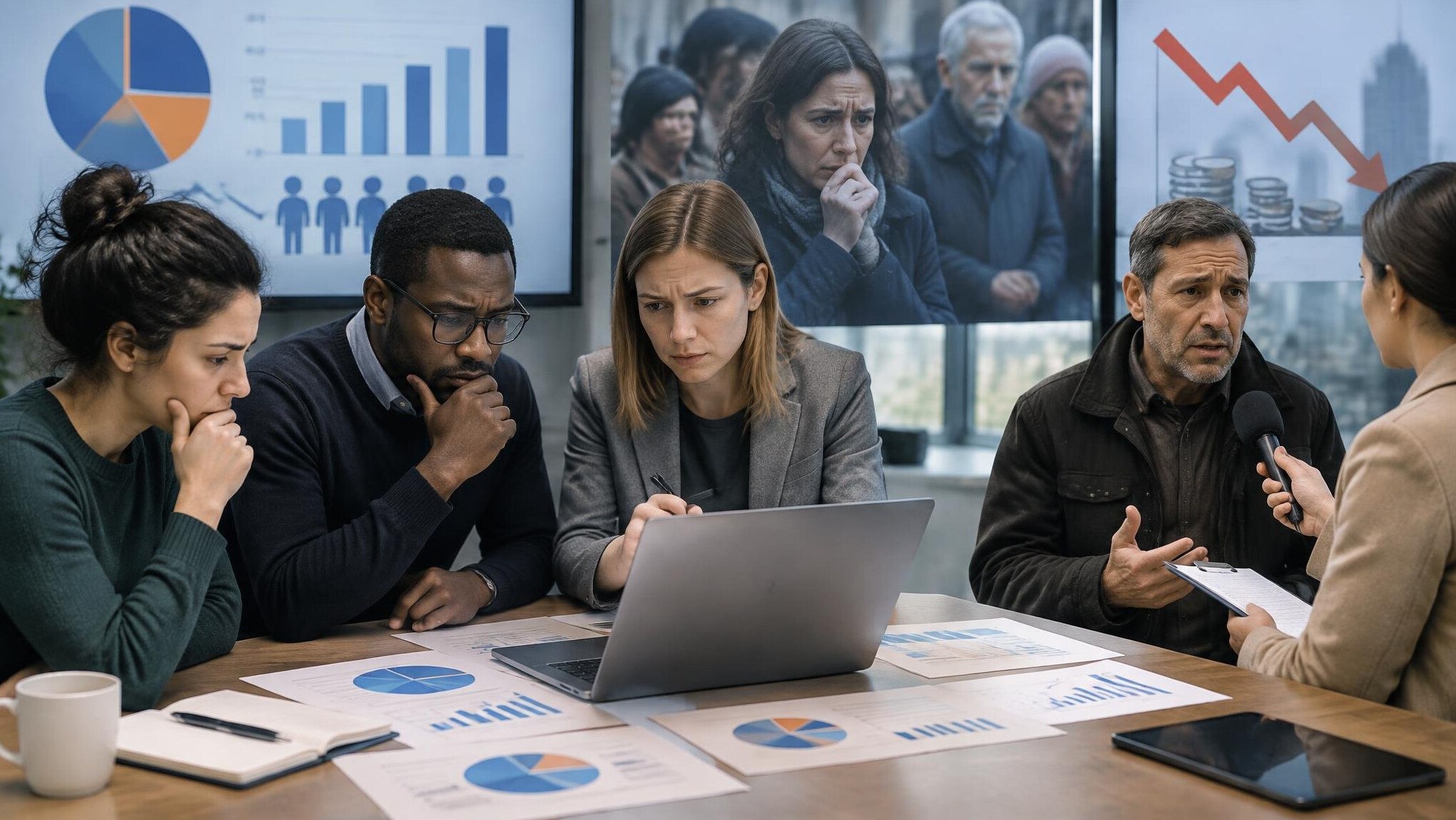group analyzing survey data